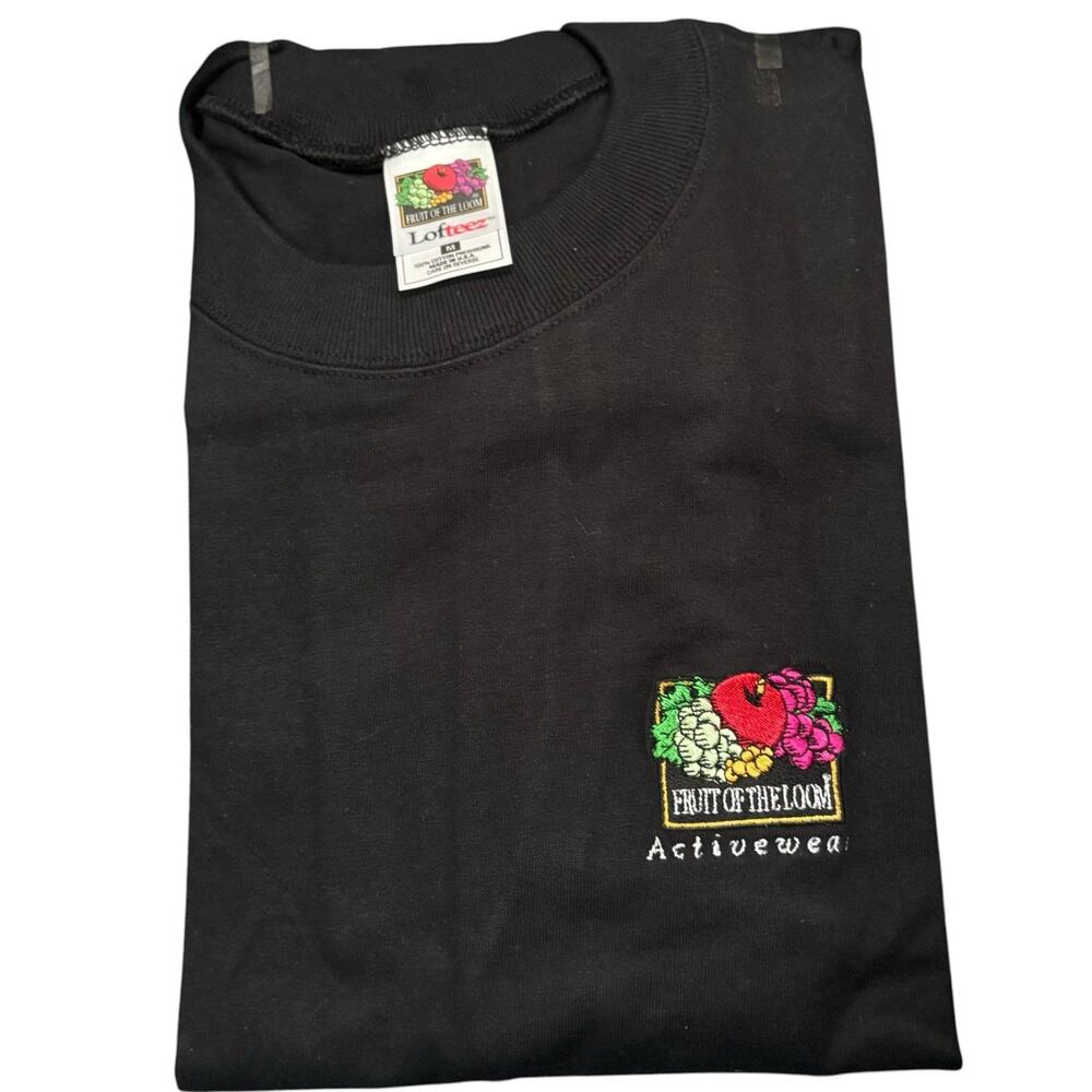Vintage Fruit of the Loom Embroidered Logo "Activewear" Lofteez Black Tee Medium